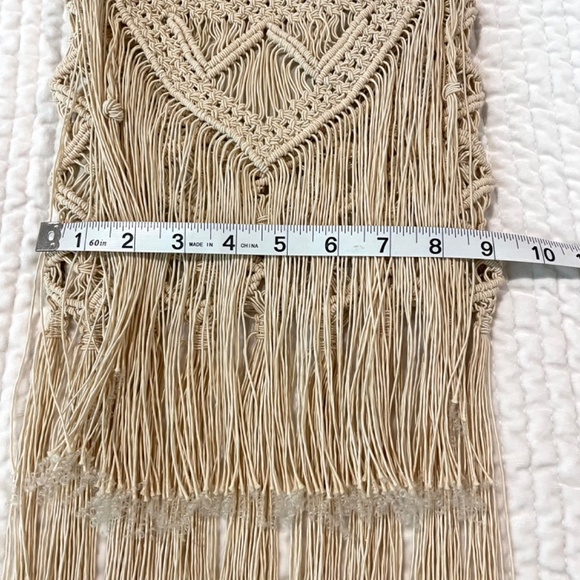 Macrame Ivory Crossbody Purse with Fringe - Picture 6 of 9